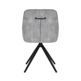 Back view of the Sofia light grey swivel dining chairs with black metal legs and velvet seat.