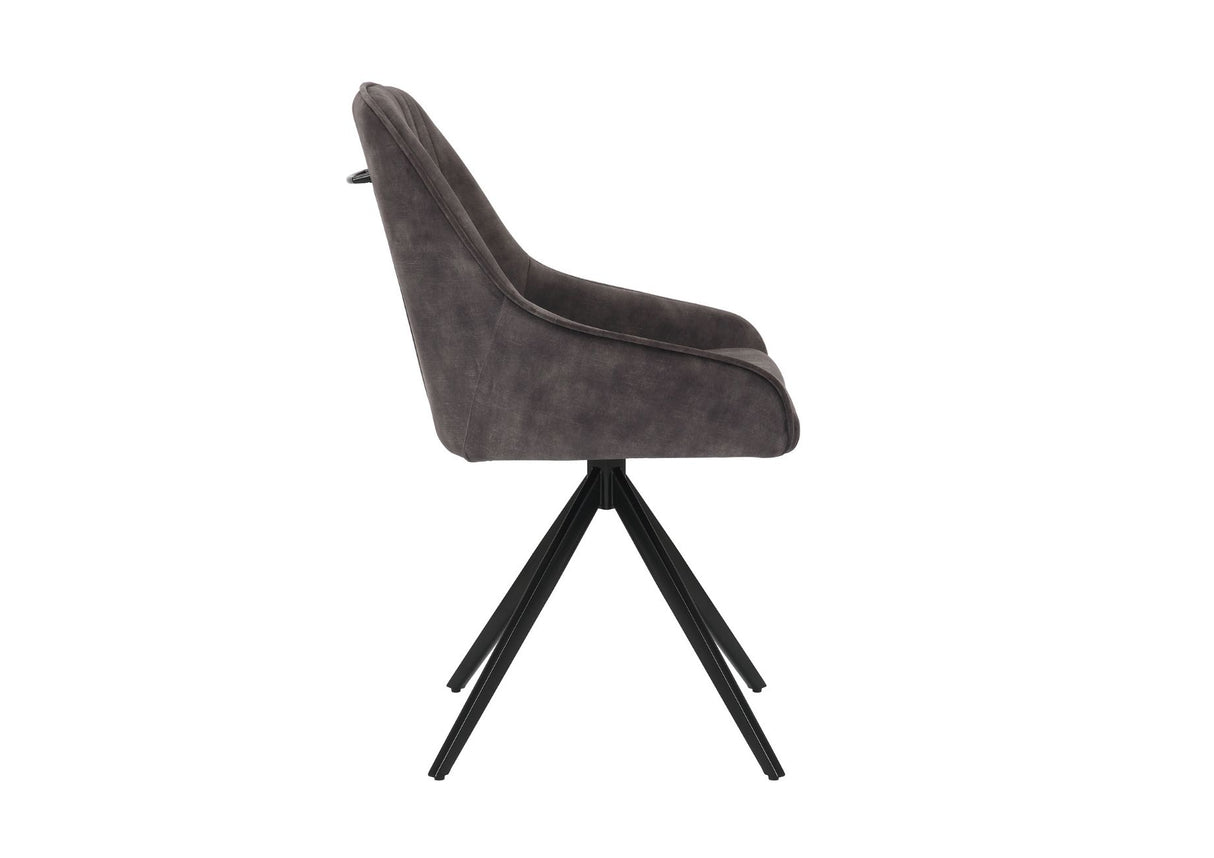 Sofia Velvet Swivel Dining Chairs - Charcoal