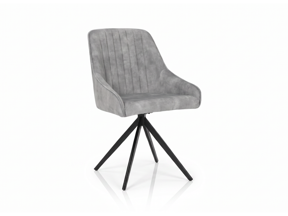 Set of 2 Sofia Velvet Swivel Dining Chairs - Light Grey