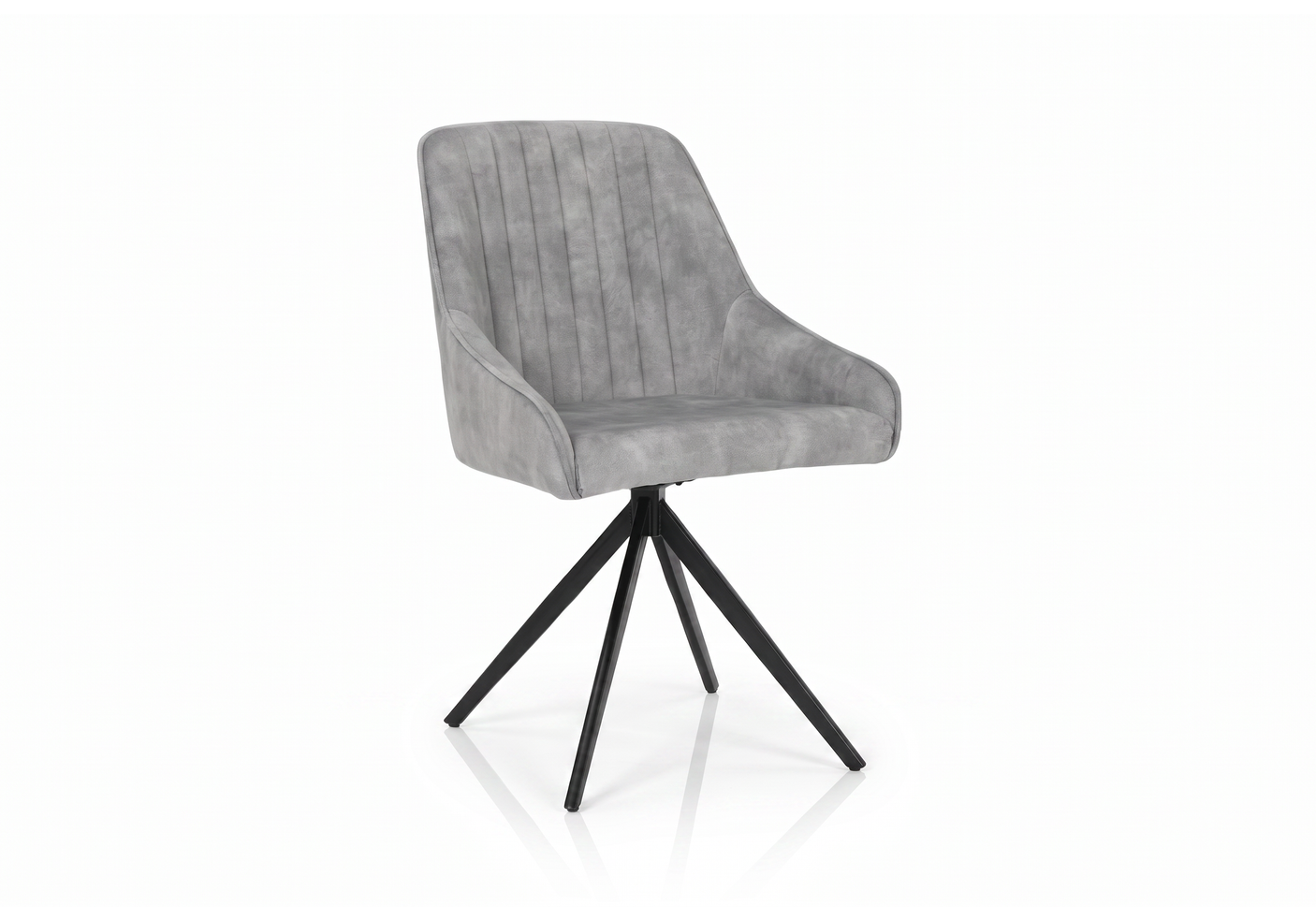 Set of 2 Sofia Velvet Swivel Dining Chairs - Light Grey