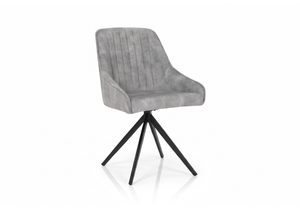 Set of 2 Sofia Velvet Swivel Dining Chairs - Light Grey