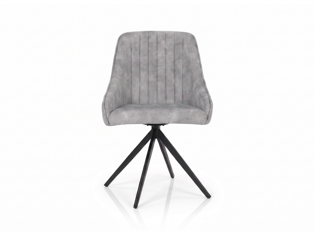 Set of 2 Sofia Velvet Swivel Dining Chairs - Light Grey