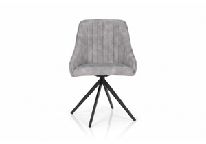 Set of 2 Sofia Velvet Swivel Dining Chairs - Light Grey