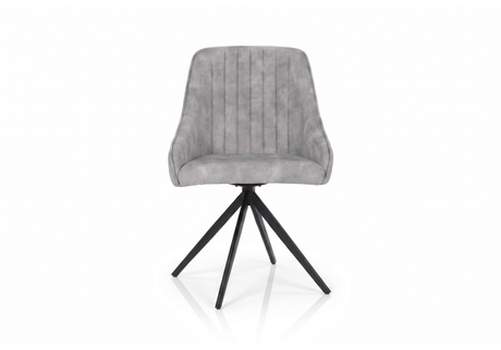 Set of 2 Sofia Velvet Swivel Dining Chairs - Light Grey