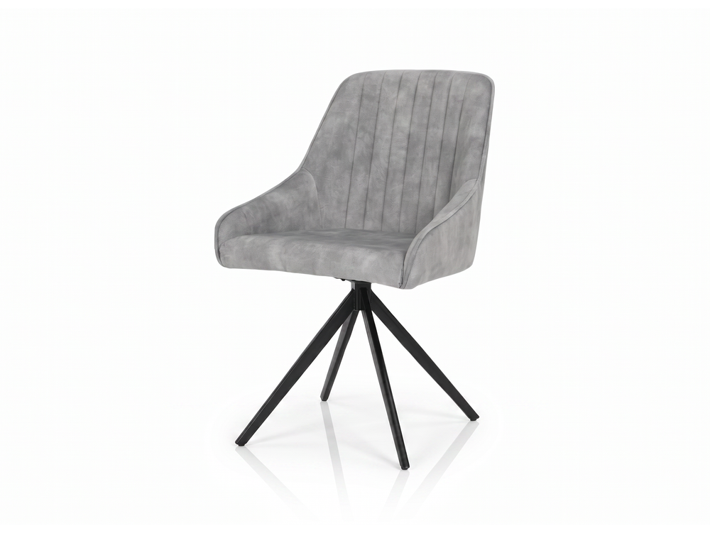 Set of 2 Sofia Velvet Swivel Dining Chairs - Light Grey