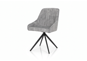 Set of 2 Sofia Velvet Swivel Dining Chairs - Light Grey