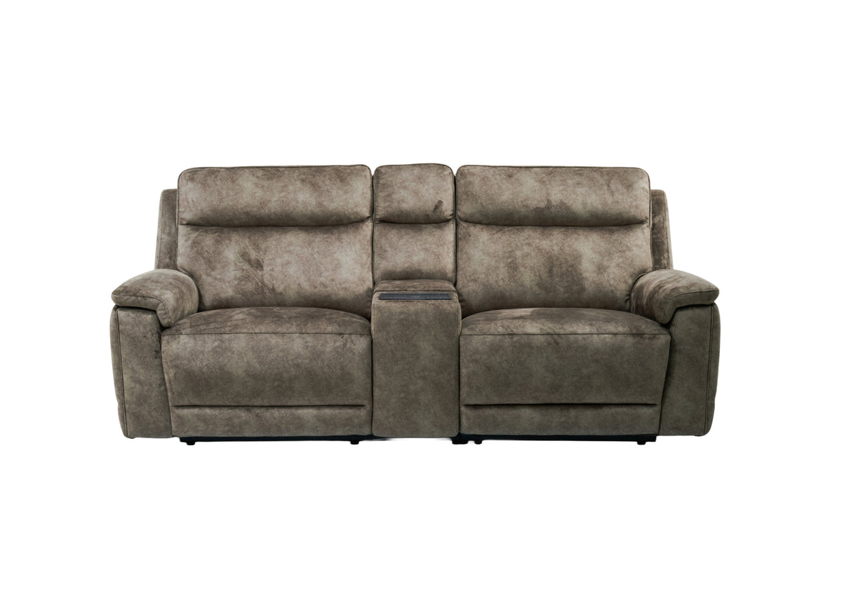 Soniq  3 Seater Power Recliner/Headrest Sofa with Console