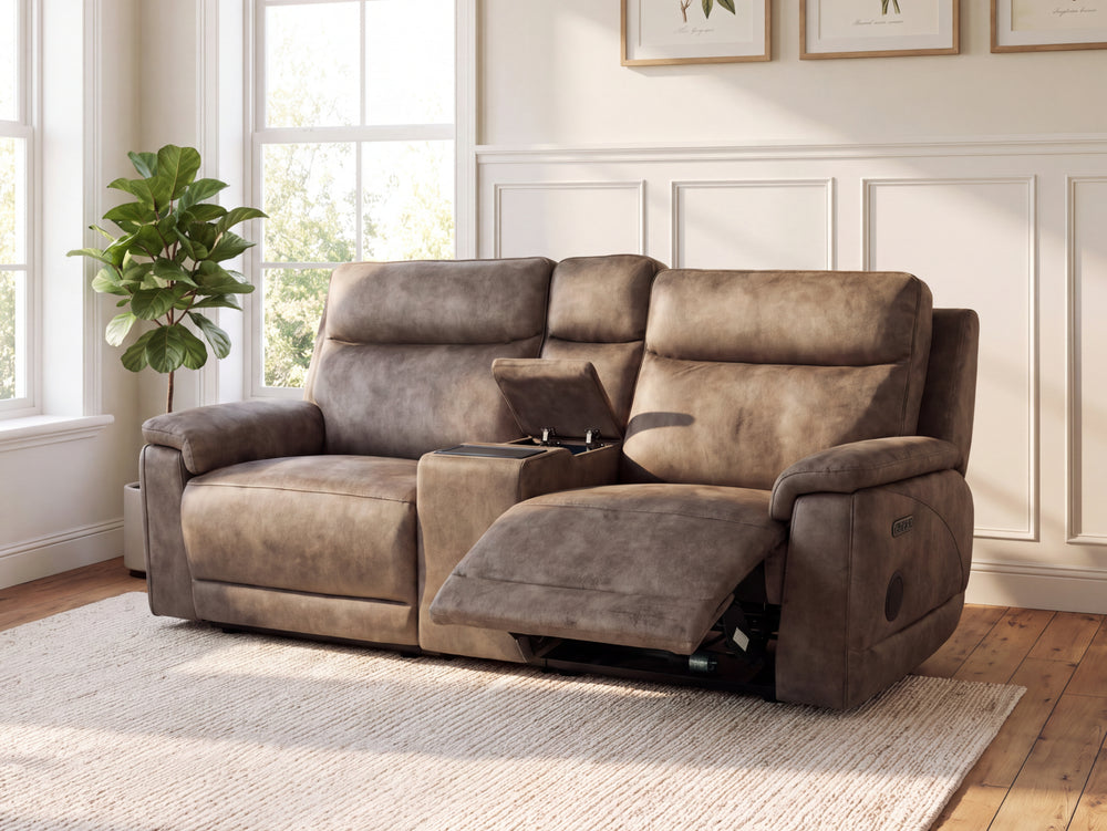Soniq  3 Seater Power Recliner/Headrest Sofa with Console