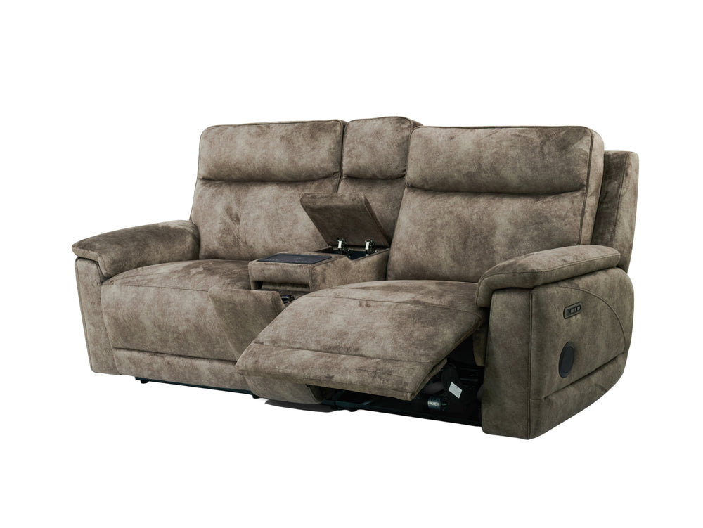 Soniq  3 Seater Power Recliner/Headrest Sofa with Console