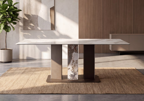 Tahoe Ceramic Dining Table and 6 Swivel Dining Chair Package