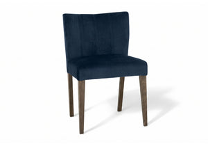 Set of 2 Turner Dark Oak Dining Chairs - Dark Blue