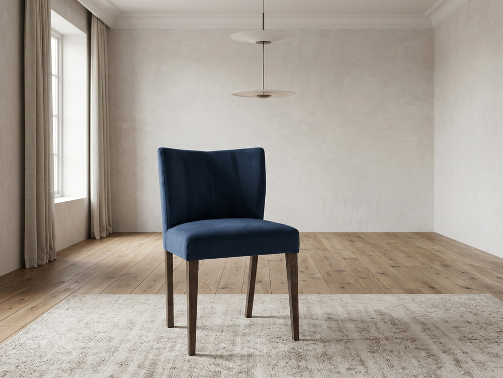 Set of 2 Turner Dark Oak Dining Chairs - Dark Blue