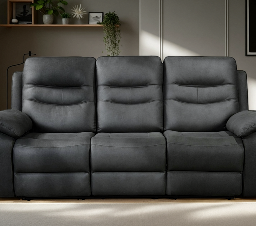 Fuji 3 Seater Recliner Sofa with Power Headrest, USB & USC
