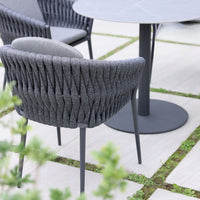 New Freedom Round Garden Dining Table and 2 Rope Chairs Set