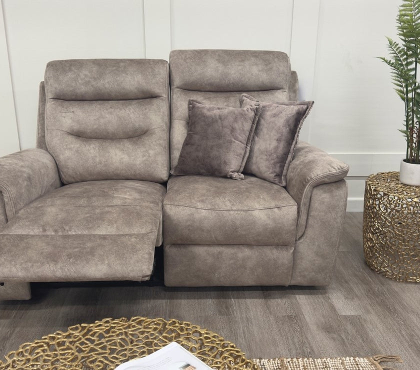 Front view of the Rome 2 Seater Recliner Sofa in a reclined position.