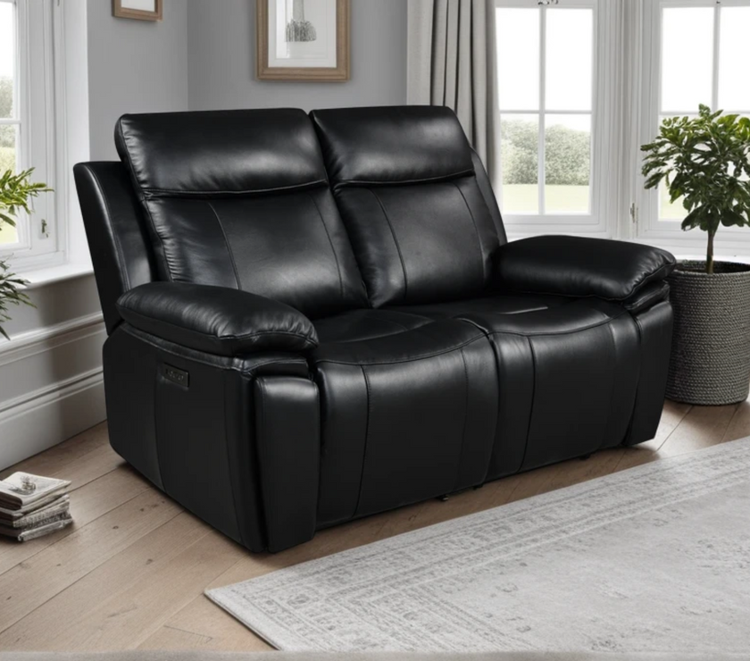 Savio 2 Seater Recliner Sofa with Power Headrests and Cup Holders