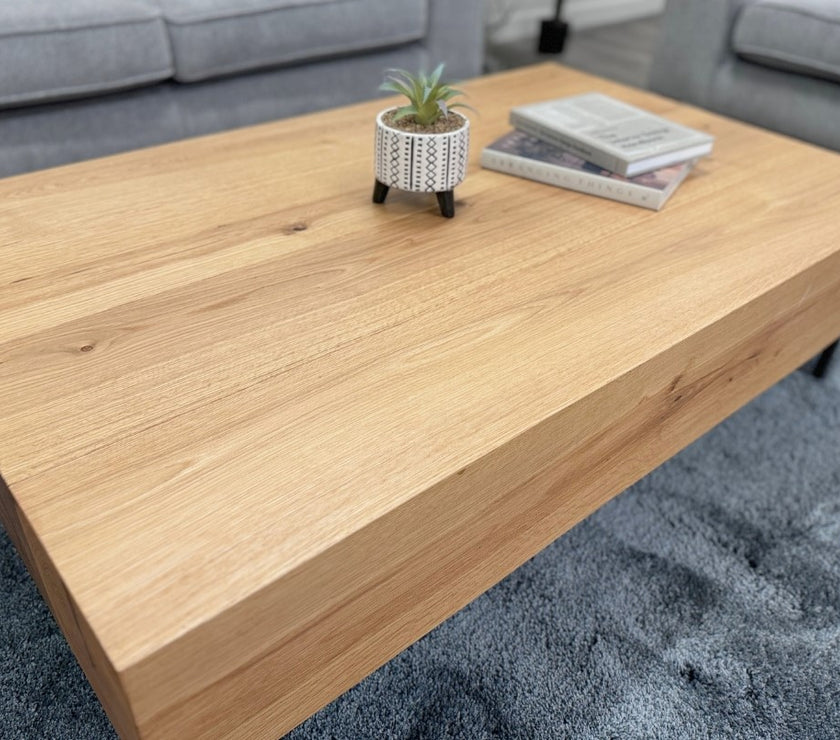 Close up image of the Porto Oak Coffee Table