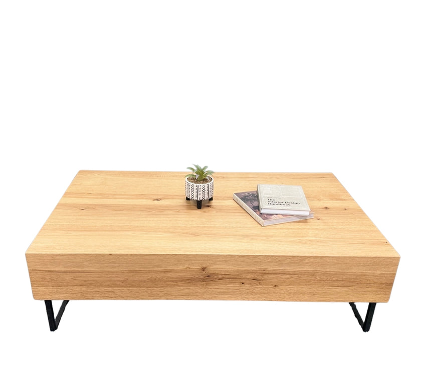 Front view of the Porto Oak Coffee Table