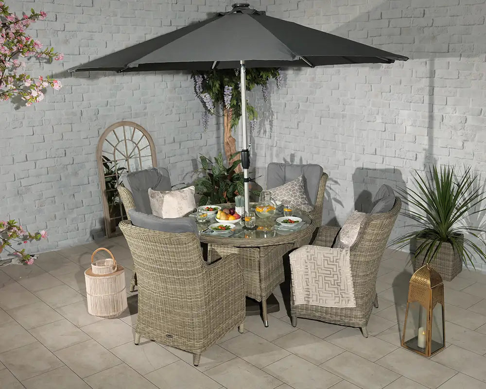 Wentworth Garden 4 Seater Round Highback Comfort Dining Set