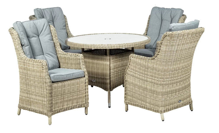 Wentworth Garden 4 Seater Round Highback Comfort Dining Set