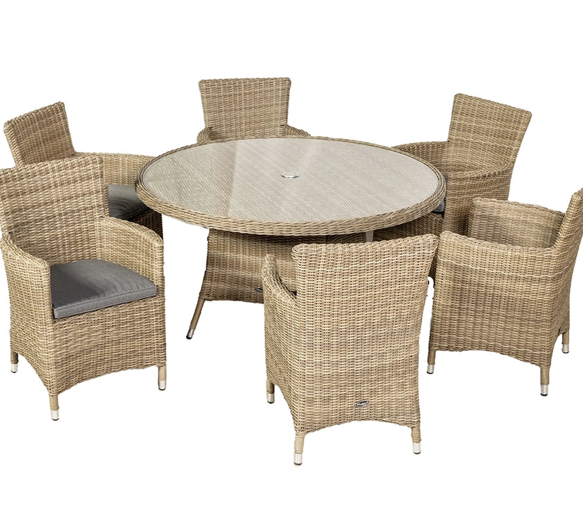 Wentworth Garden 6 Seater Round Carver Dining Set