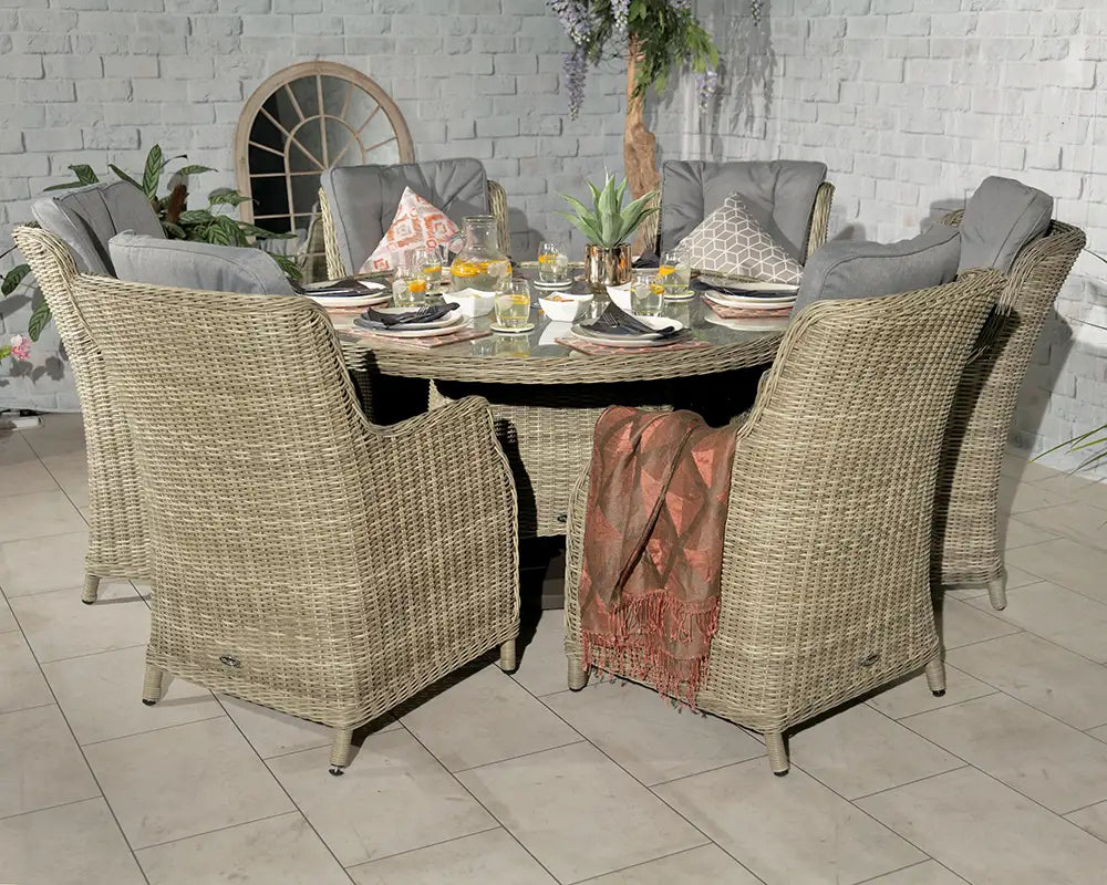 Wentworth Garden 6 Seater Round Highback Comfort Dining Set