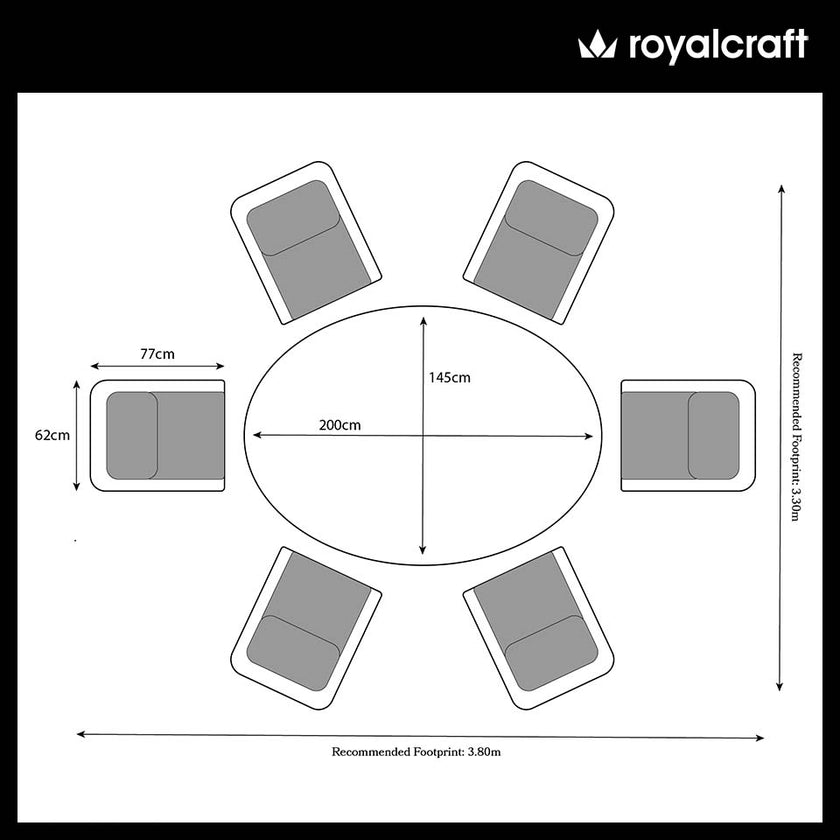 Wentworth Garden 6 Seater Ellipse Highback Comfort Dining Set