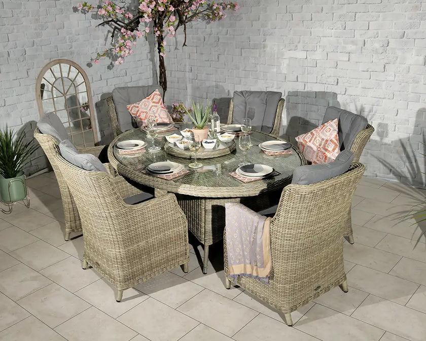 Wentworth Garden 6 Seater Ellipse Highback Comfort Dining Set