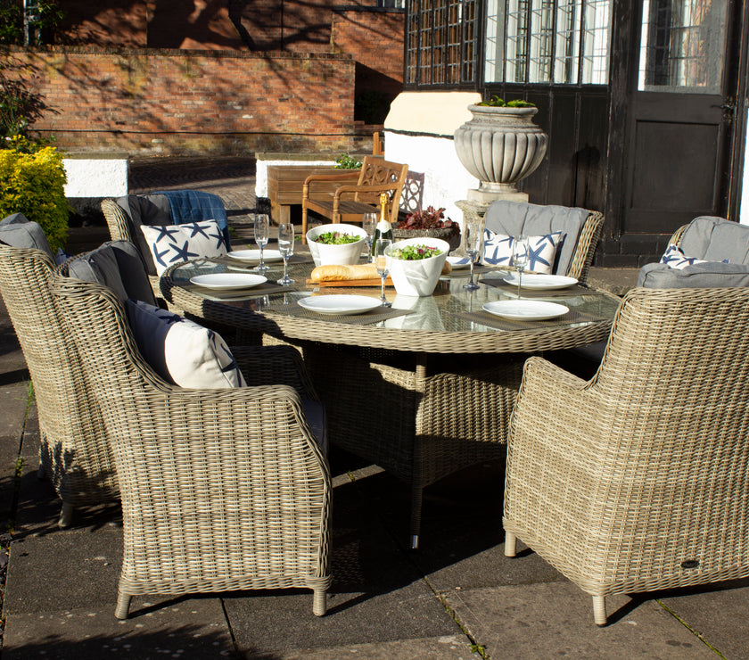 Wentworth Garden 6 Seater Ellipse Highback Comfort Dining Set