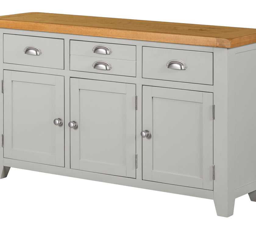 Front view of the Wexford American Oak Sideboard with 3 Doors and 3 Drawers