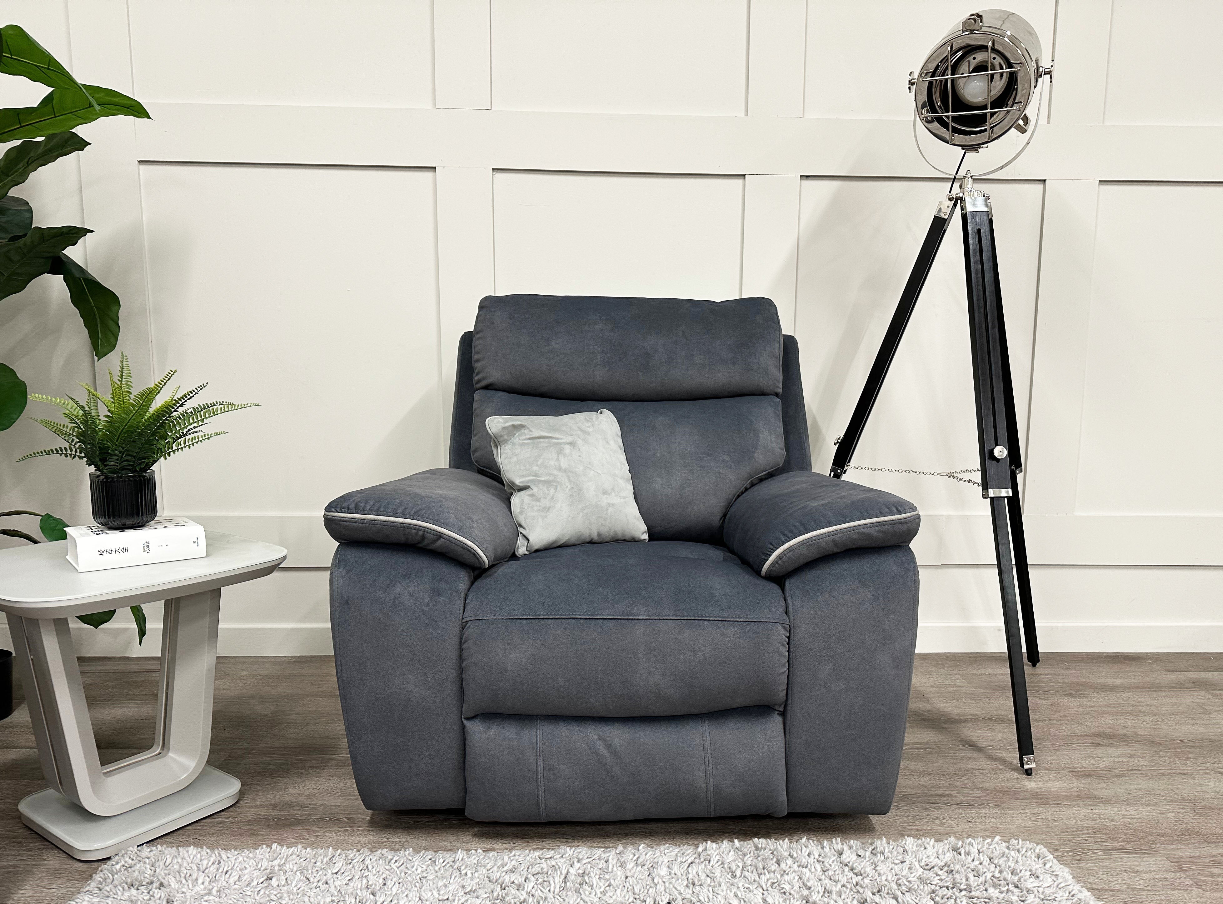 Front view of the Naples Recliner Armchair styled with a cushion