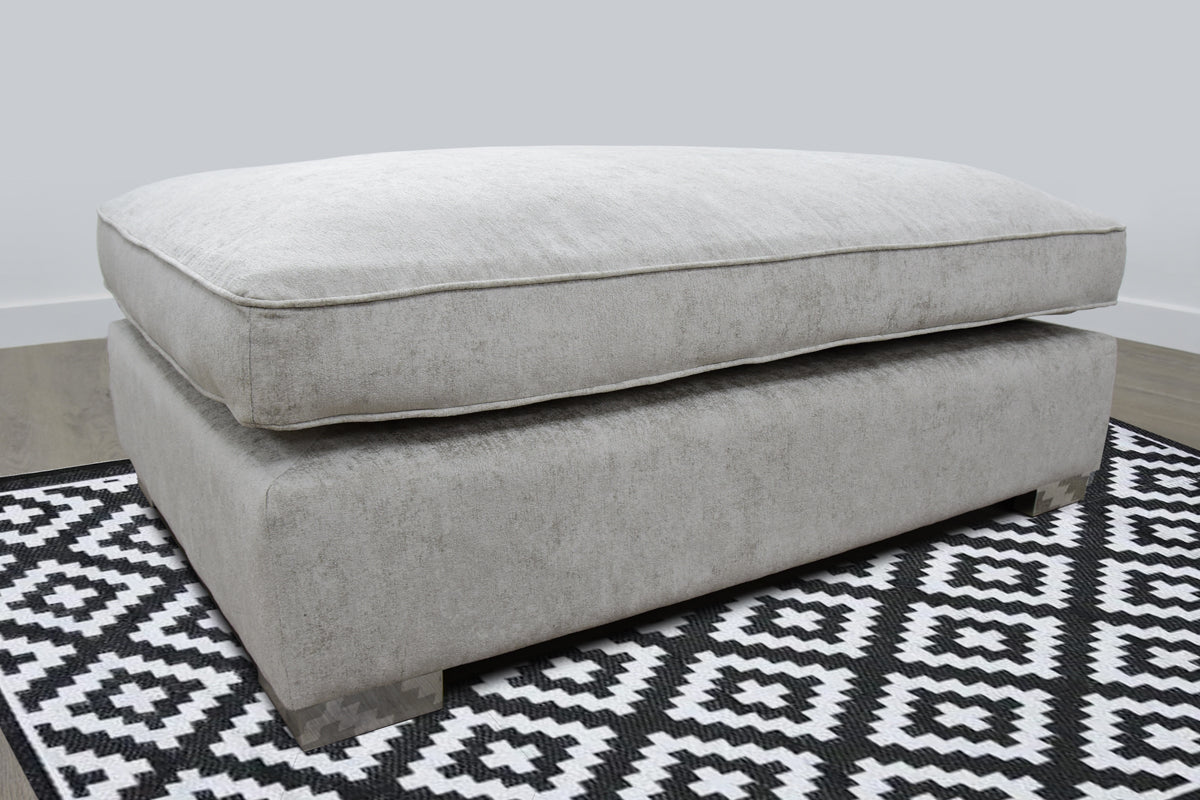 Battersea Footstool in Alaska Silver Chenille - Elegant & Versatile Day Bed Addition