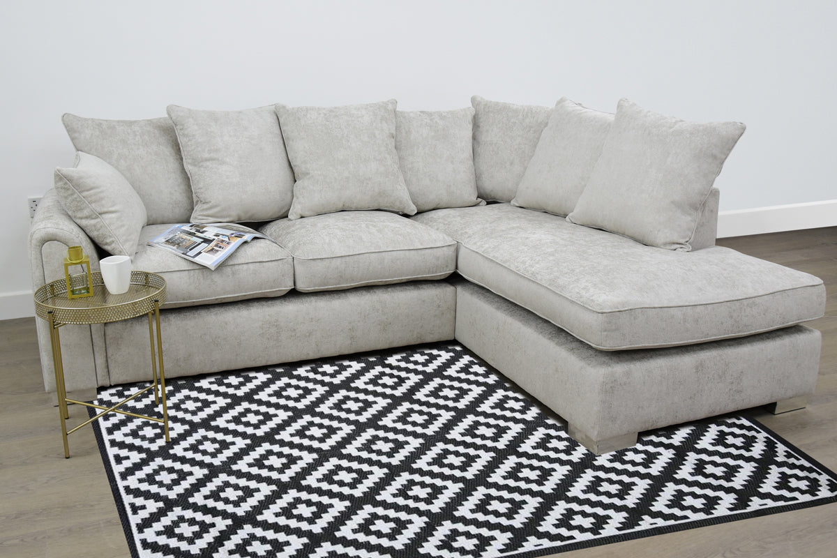Battersea Sofa with Right Hand Facing Chaise in Alaska Silver Chenille - Luxurious Comfort & Modern Style