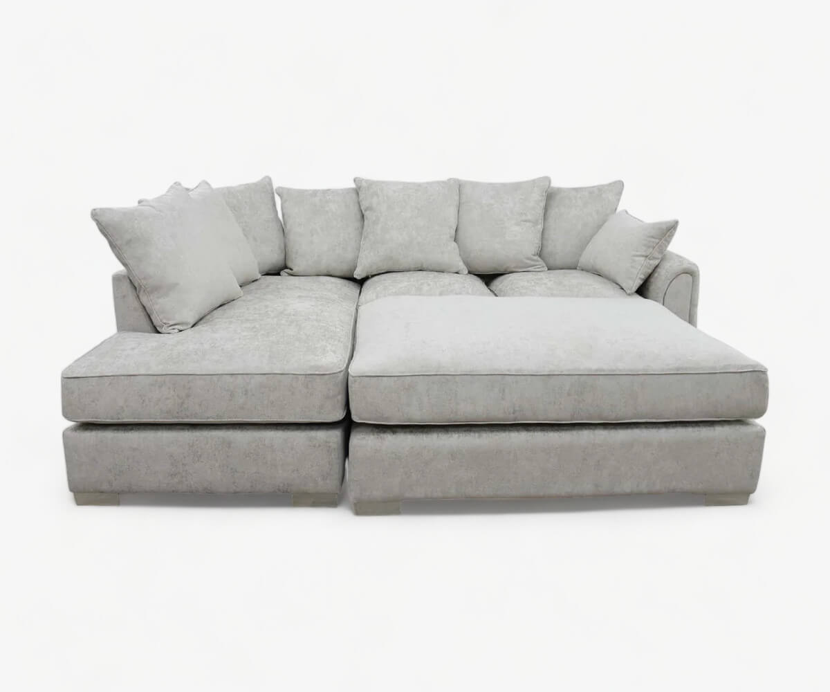 Battersea Corner Sofa with Left Hand Facing Chaise in Alaska Silver Chenille - Modern Elegance & Supreme Comfort