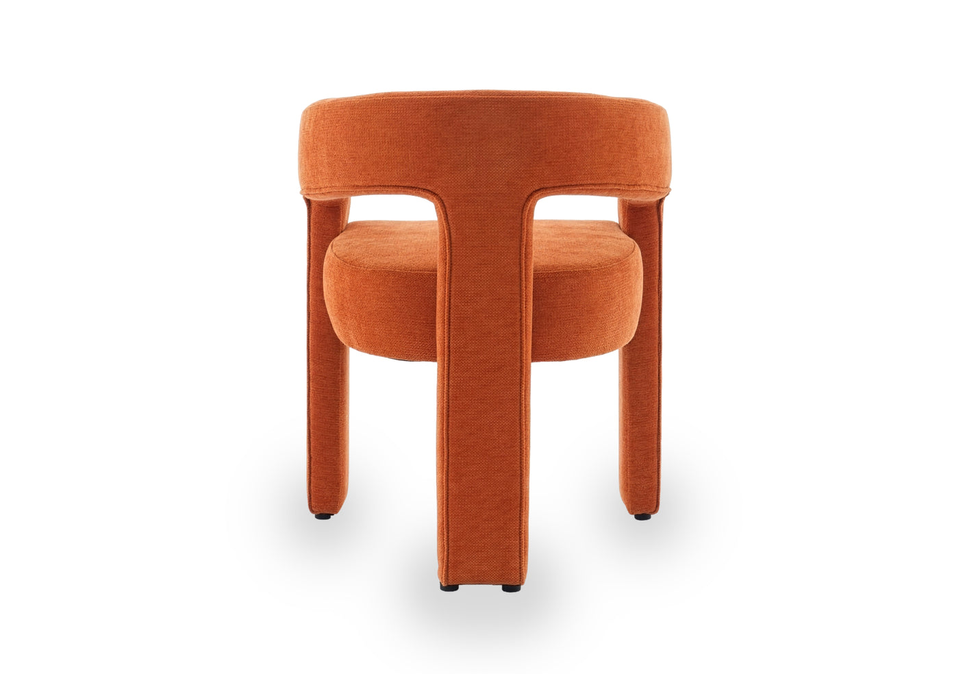 Orange dining chair on white background, back view