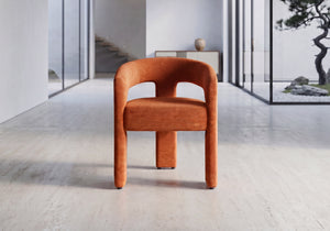Modern orange dining chair in modern house.