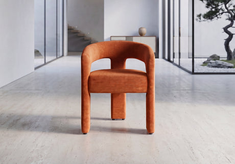 Modern orange dining chair in modern house.
