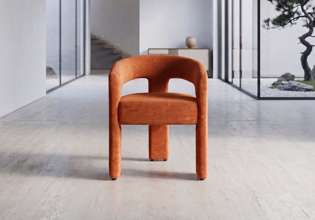 Modern orange dining chair in modern house.