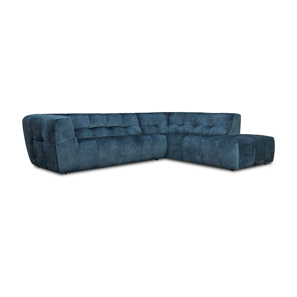 Iris Velvet Corner Sofa with Left Hand Sofa & Right Hand Chaise