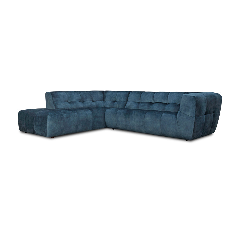 Iris Velvet Corner Sofa with Right Hand Sofa & Left Hand Chaise