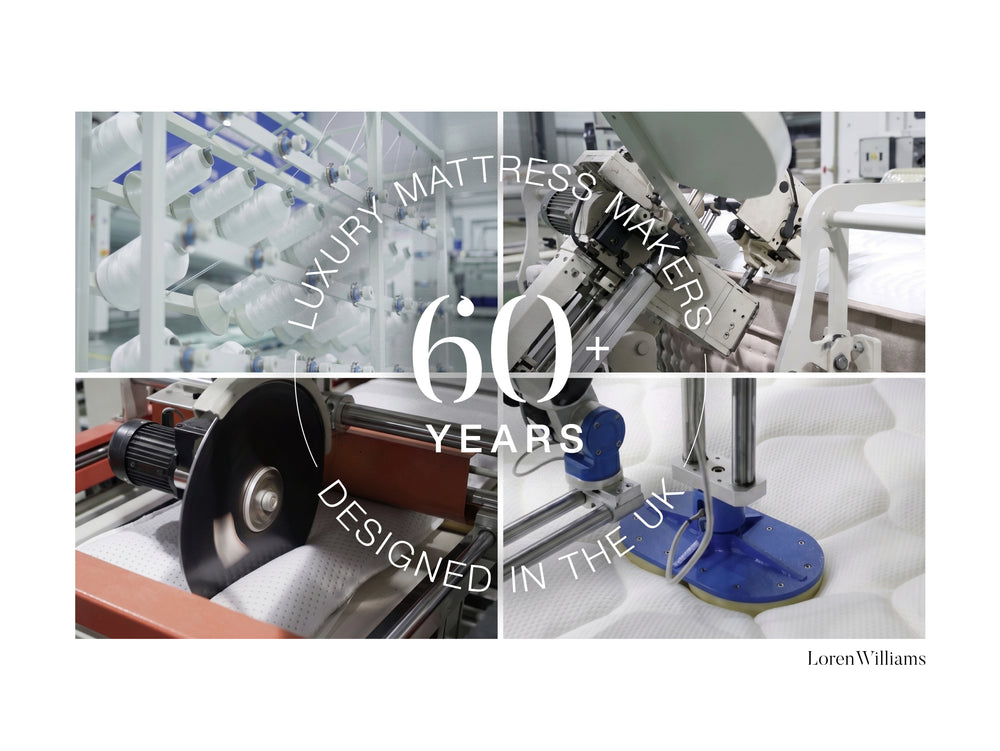 Images of premium mattress manufacturing.