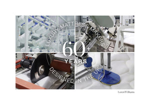 Images of premium mattress manufacturing.