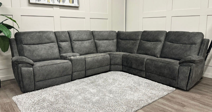 Osaka Modular Corner Recliner Sofa with Console - Grey