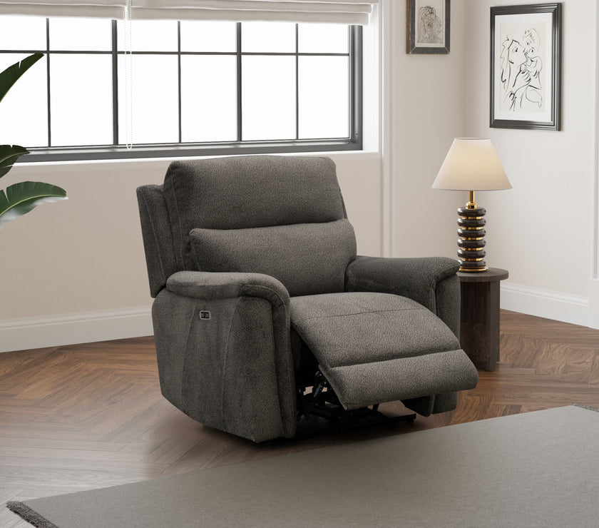 Image of the Glenbrook Power Recliner Chair in a reclined position in a room