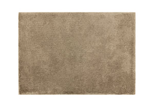 A taupe rug on white background. 