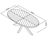 Dimensions of the Elliot Rustic Oak Oval Dining Table.
