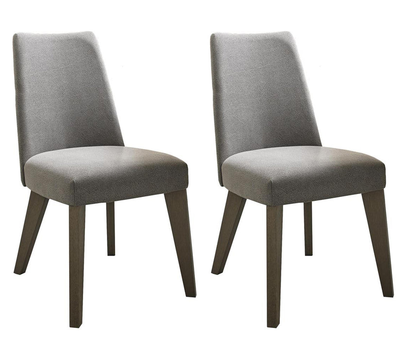 Front image of the Camborne Fabric Dining Chairs with dark weathered oak legs.