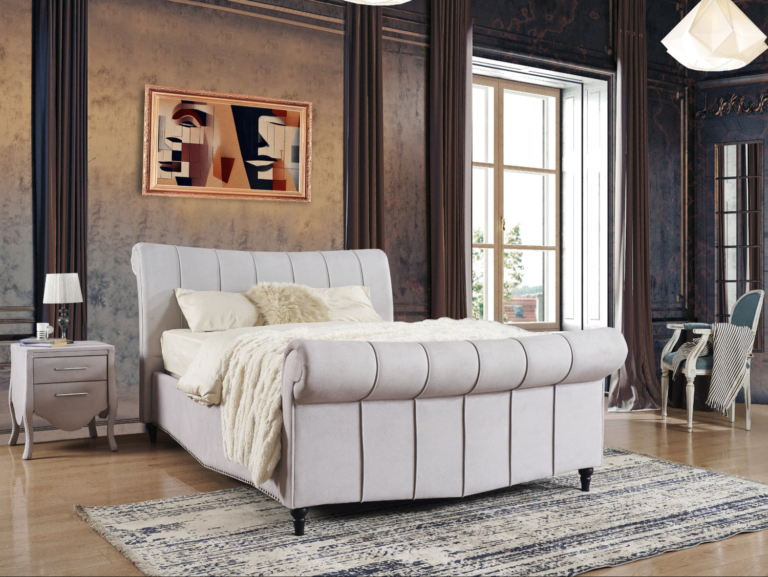 Angled image of the Athena Ottoman Bed Frame in a room