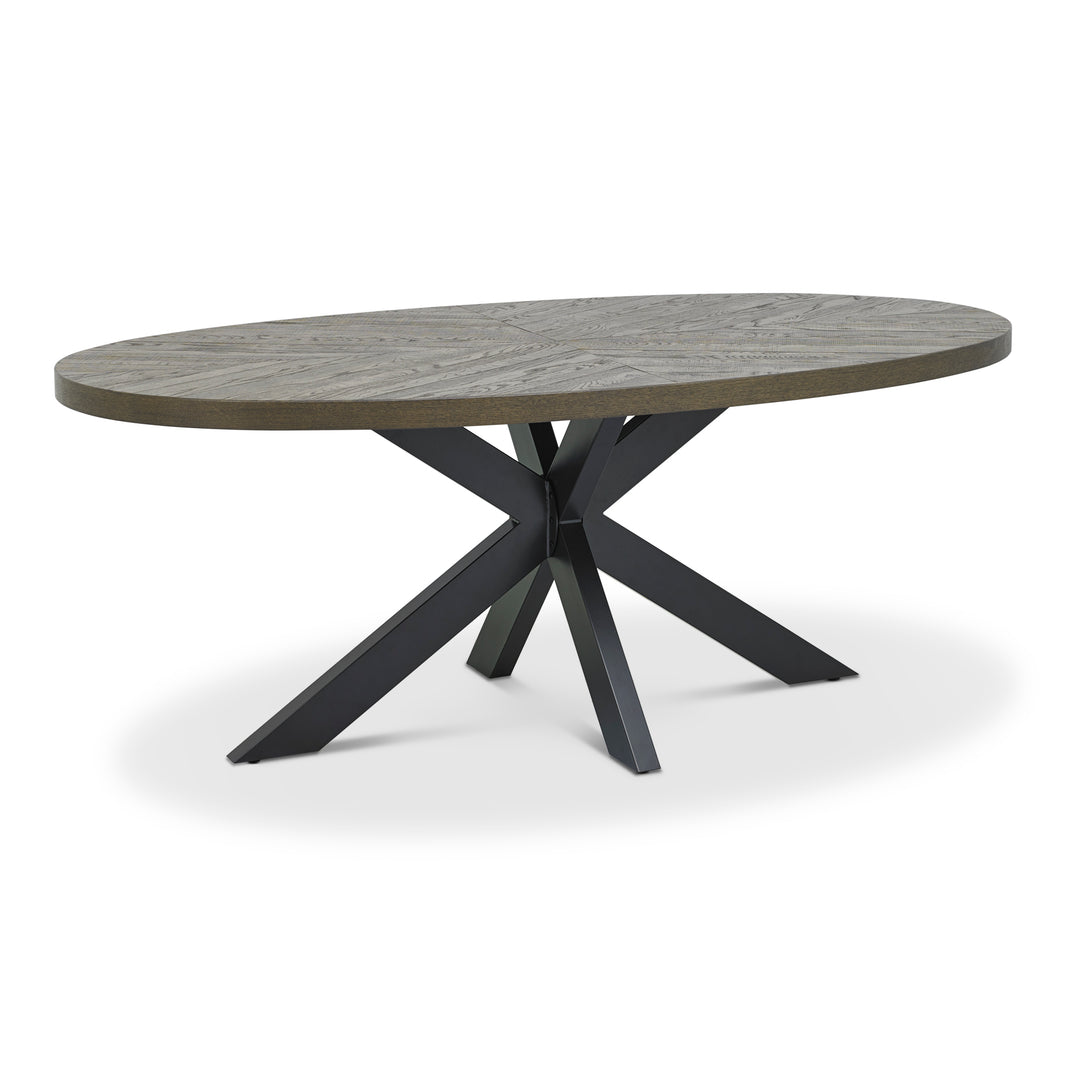 Angled view of the Elliot Oval Dining Table.