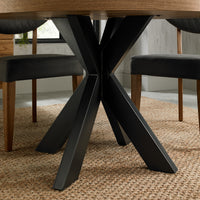 Image of the legs of the Elliot Rustic Oak Round Dining Table